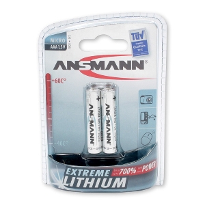 Lambalar av alanı ve dış mekân için von AKAH 2x ANSMANN Extreme Lithium Batterie 1,5 V Micro AAA 69045000
